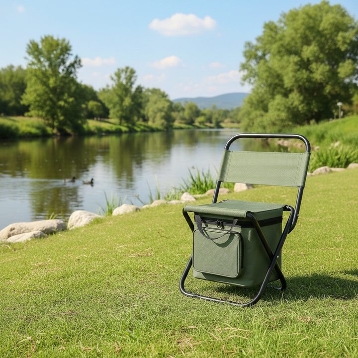 Contemporary Industrial Rectangular Oxford Fabric Steel Pipe Foldable Camping Chair Backrest Armless For Garden &amp; Outdoor Patio
