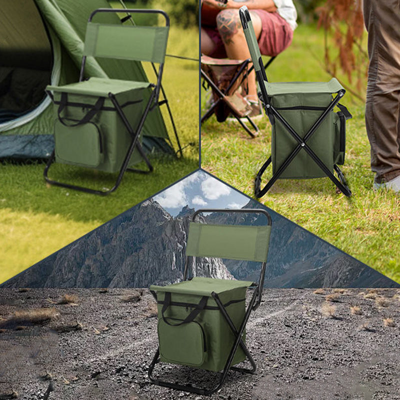 Contemporary Industrial Rectangular Oxford Fabric Steel Pipe Foldable Camping Chair Backrest Armless For Garden &amp; Outdoor Patio