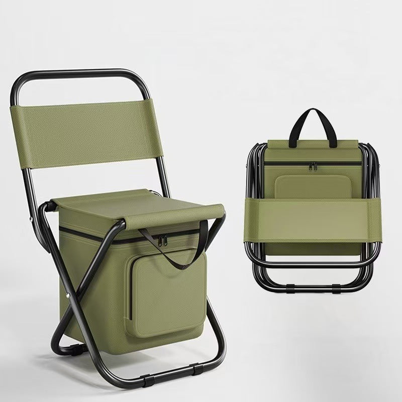Contemporary Industrial Rectangular Oxford Fabric Steel Pipe Foldable Camping Chair Backrest Armless For Garden &amp; Outdoor Patio
