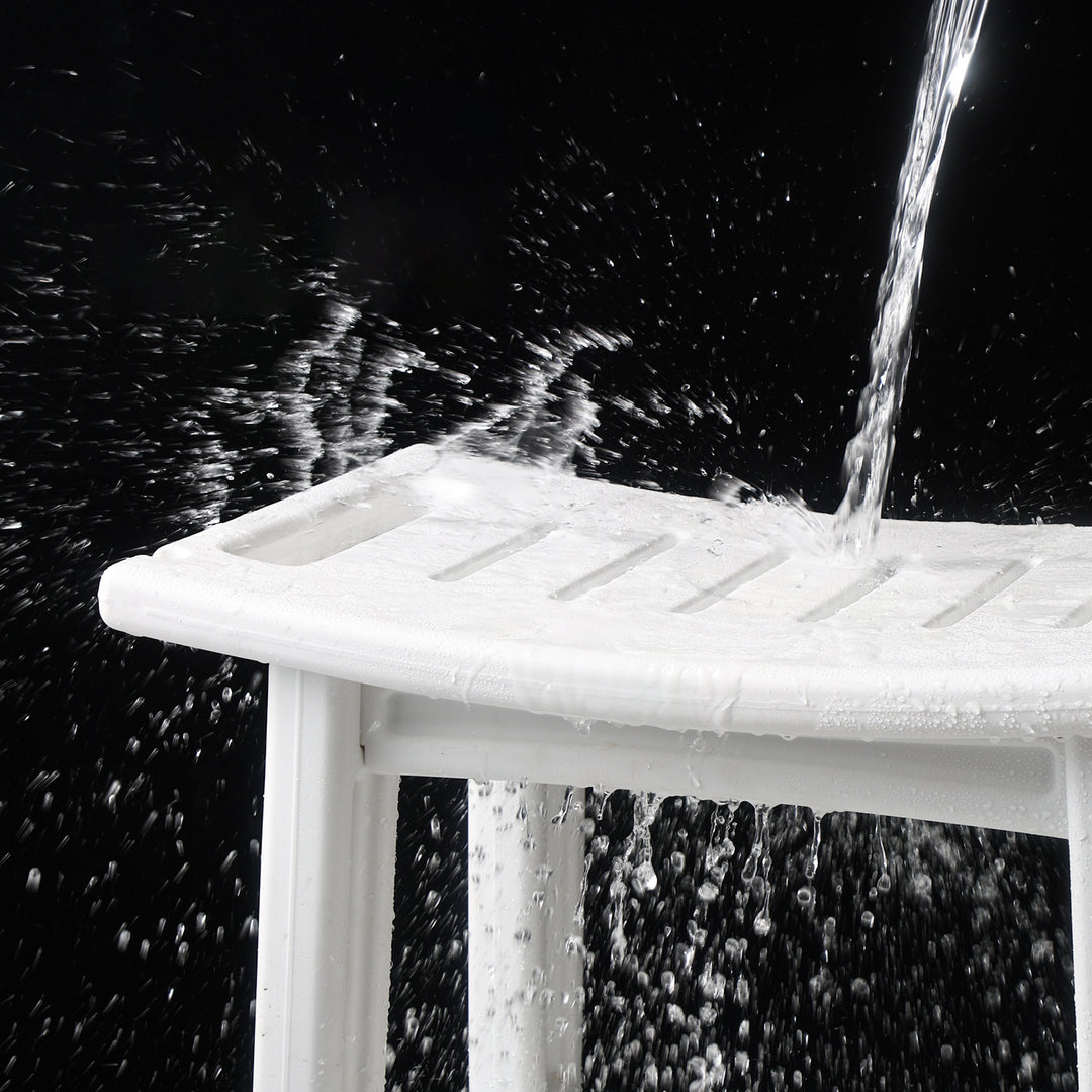 Petit tabouret bas sans dossier ni accoudoirs en plastique HDPE imperméable, rectangulaire incurvé, moderne et minimaliste, pour salle de bain 