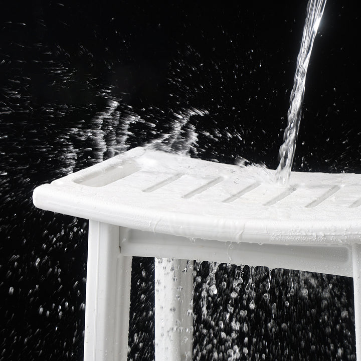 Petit tabouret bas sans dossier ni accoudoirs en plastique HDPE imperméable, rectangulaire incurvé, moderne et minimaliste, pour salle de bain 