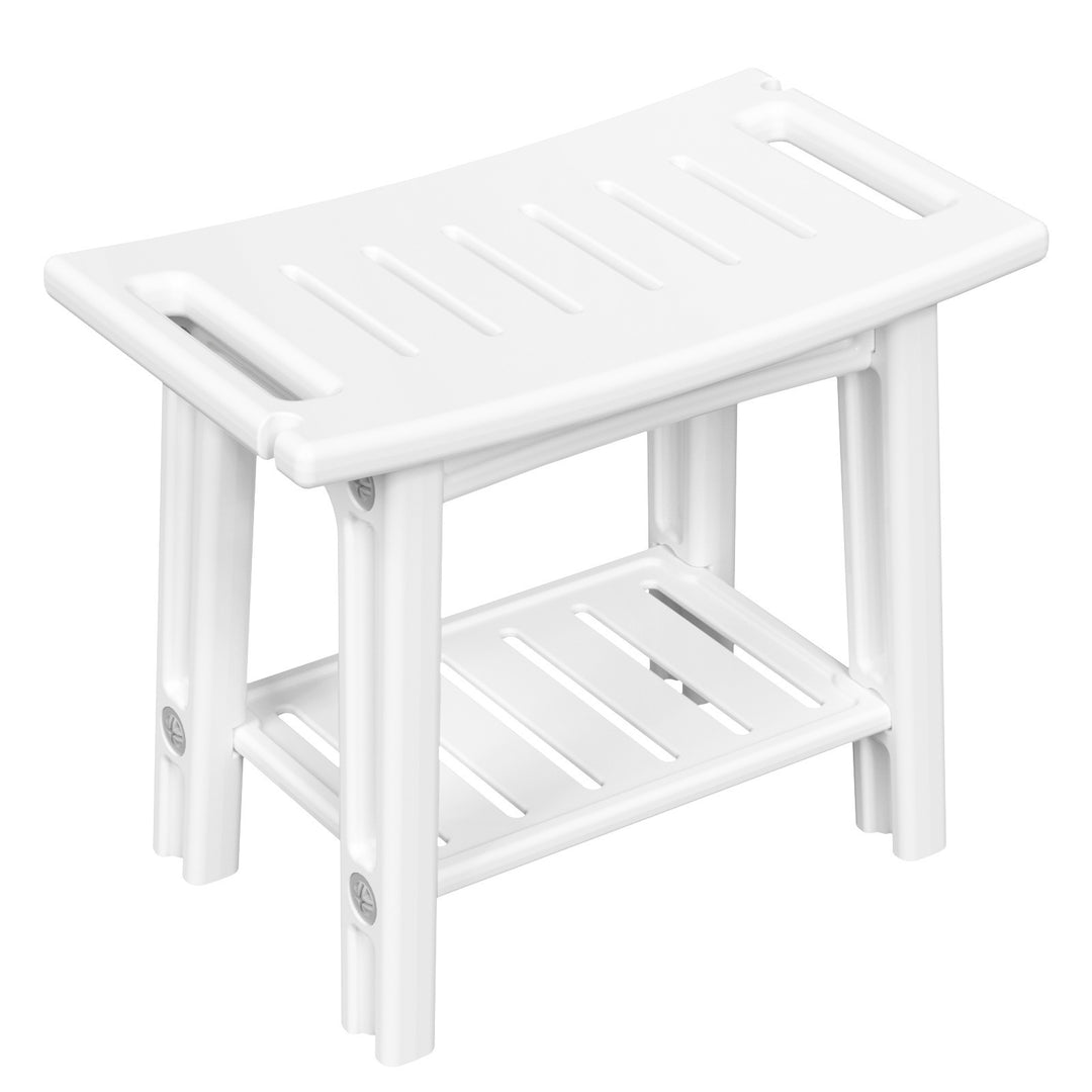 Petit tabouret bas sans dossier ni accoudoirs en plastique HDPE imperméable, rectangulaire incurvé, moderne et minimaliste, pour salle de bain 