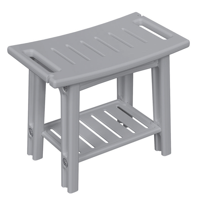 Petit tabouret bas sans dossier ni accoudoirs en plastique HDPE imperméable, rectangulaire incurvé, moderne et minimaliste, pour salle de bain 
