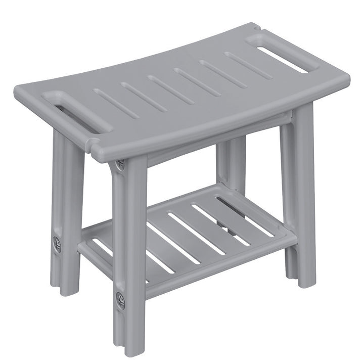 Petit tabouret bas sans dossier ni accoudoirs en plastique HDPE imperméable, rectangulaire incurvé, moderne et minimaliste, pour salle de bain 