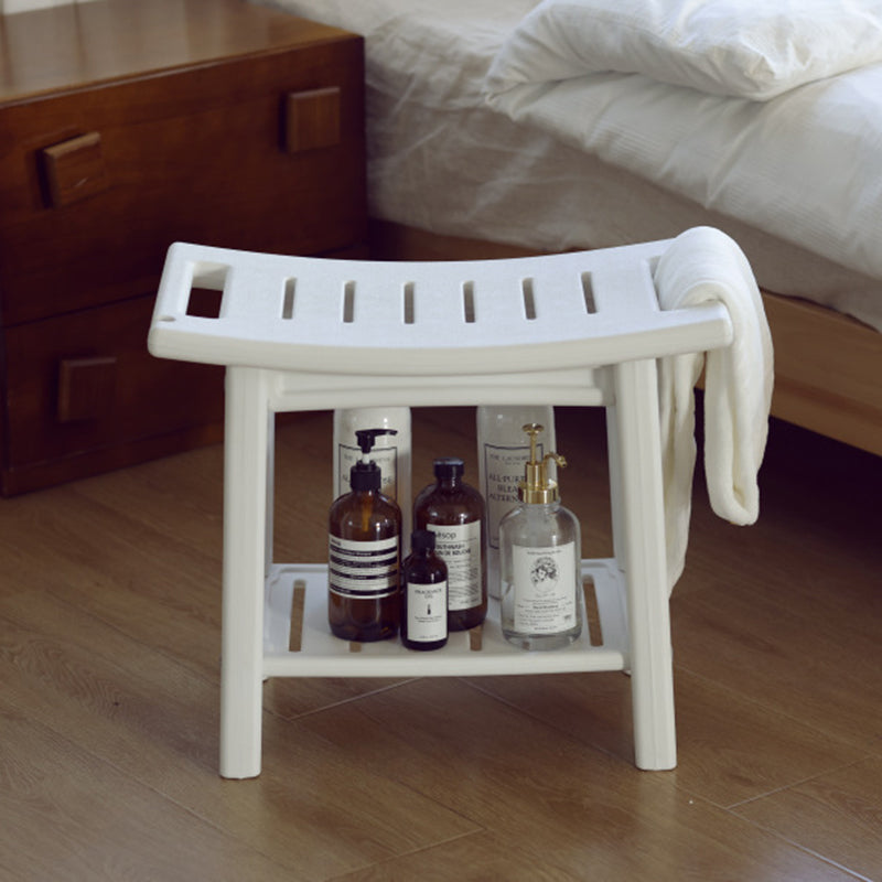 Petit tabouret bas sans dossier ni accoudoirs en plastique HDPE imperméable, rectangulaire incurvé, moderne et minimaliste, pour salle de bain 