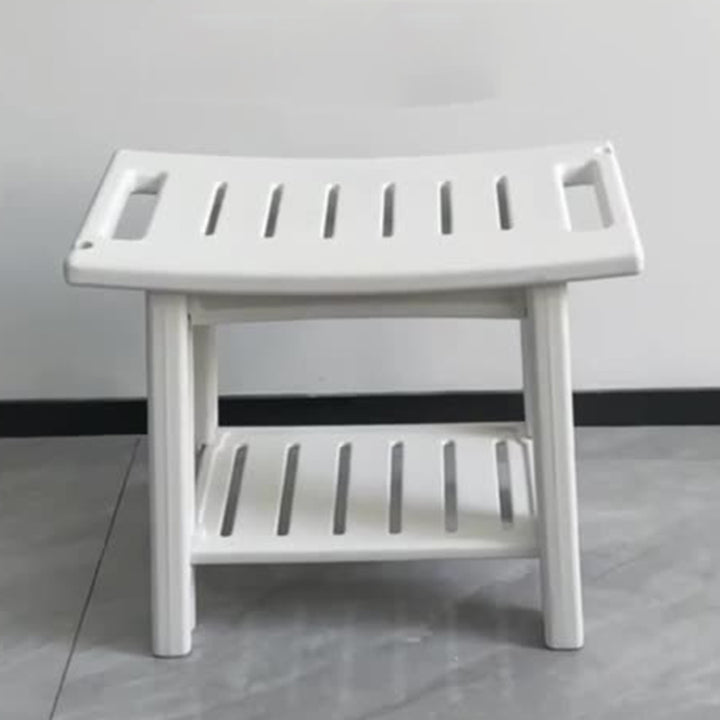 Petit tabouret bas sans dossier ni accoudoirs en plastique HDPE imperméable, rectangulaire incurvé, moderne et minimaliste, pour salle de bain 