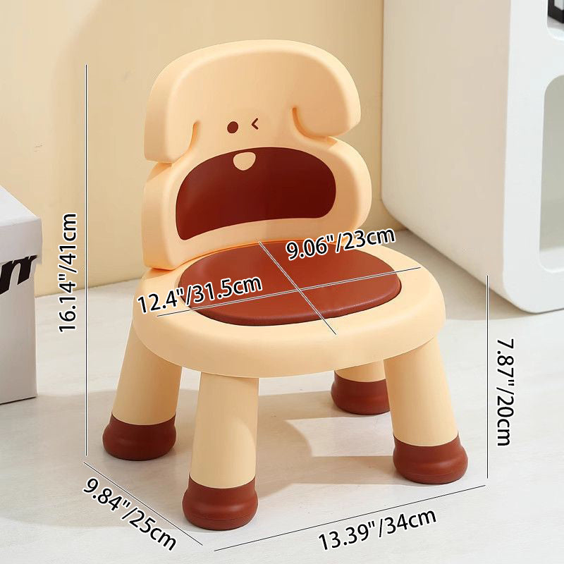 Moderner Art Deco Cartoon Hund-förmiger PP Kunststoff Kinderhocker Rückenlehne ohne Armlehnen für Wohnzimmer 