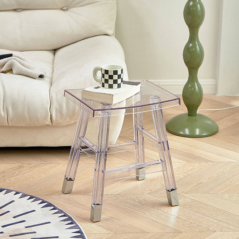 Modern Minimalist Rectangular PC Plastic Low Stool Backless Armless For Hallway &amp; Entryway