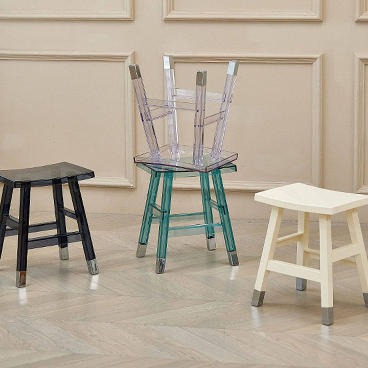 Modern Minimalist Rectangular PC Plastic Low Stool Backless Armless For Hallway &amp; Entryway
