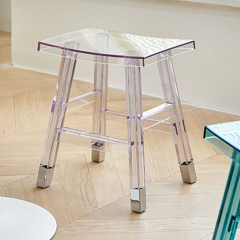 Modern Minimalist Rectangular PC Plastic Low Stool Backless Armless For Hallway &amp; Entryway