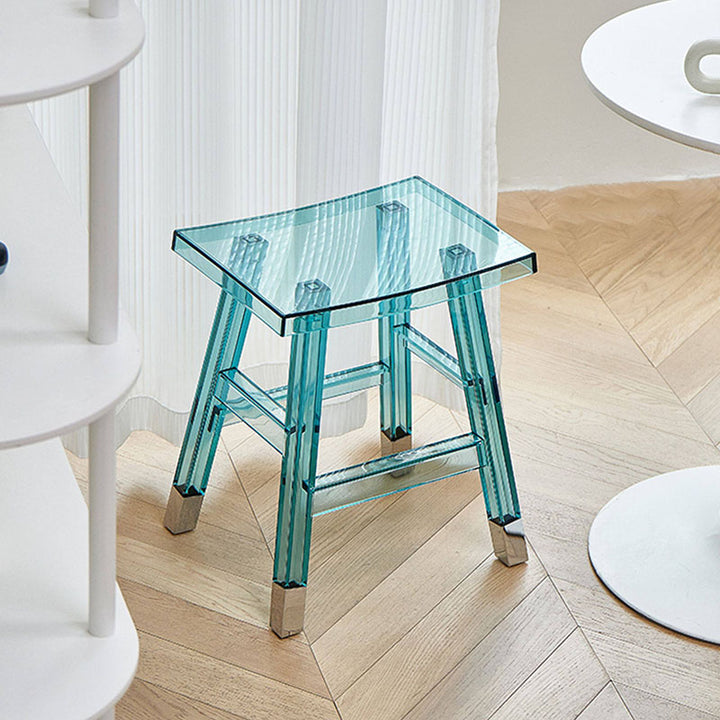 Modern Minimalist Rectangular PC Plastic Low Stool Backless Armless For Hallway &amp; Entryway