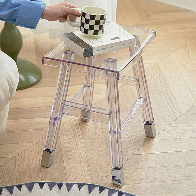 Modern Minimalist Rectangular PC Plastic Low Stool Backless Armless For Hallway &amp; Entryway