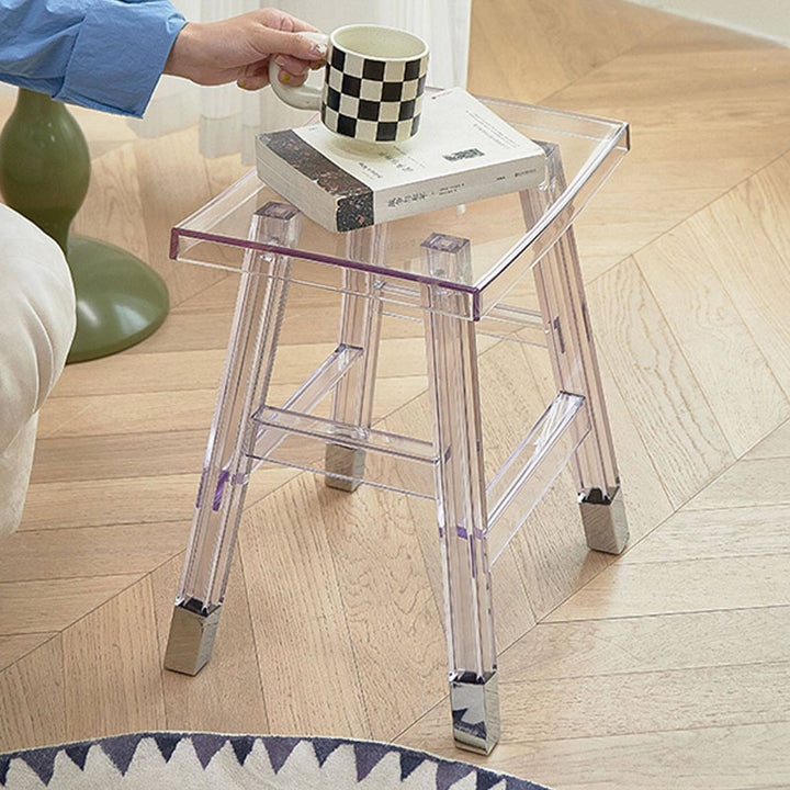 Modern Minimalist Rectangular PC Plastic Low Stool Backless Armless For Hallway &amp; Entryway