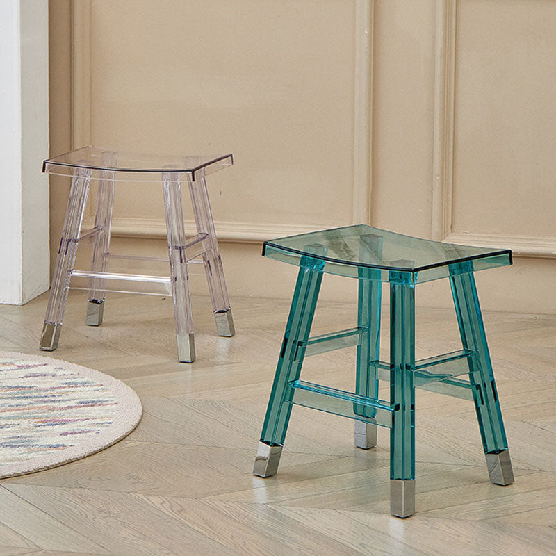 Modern Minimalist Rectangular PC Plastic Low Stool Backless Armless For Hallway &amp; Entryway