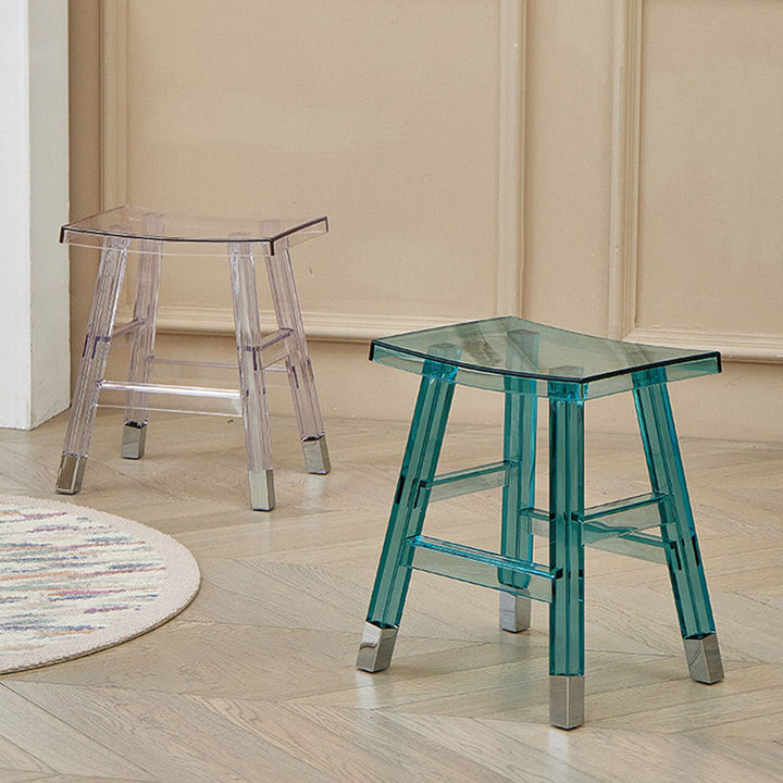Modern Minimalist Rectangular PC Plastic Low Stool Backless Armless For Hallway &amp; Entryway