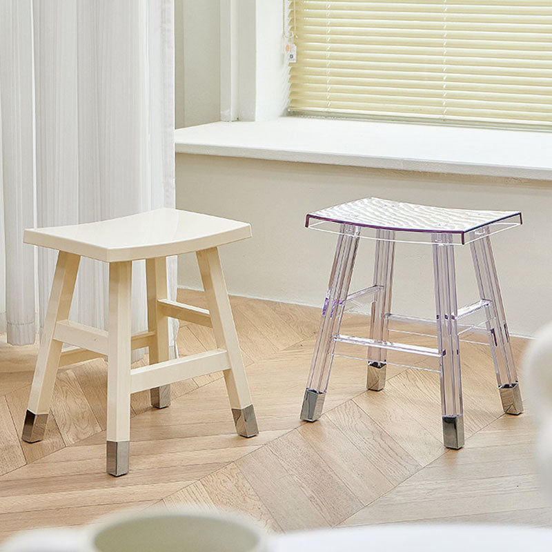 Modern Minimalist Rectangular PC Plastic Low Stool Backless Armless For Hallway &amp; Entryway