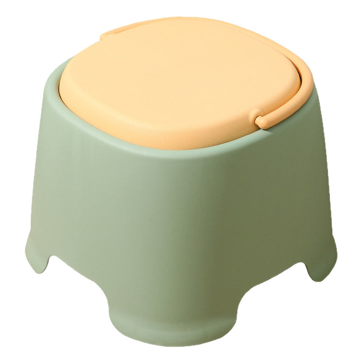Tabouret bas portable empilable en plastique PP à forme carrée arrondie, style nordique contemporain, sans dossier ni accoudoirs, pour salon 