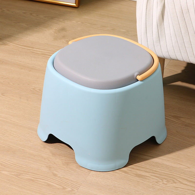 Tabouret bas portable empilable en plastique PP à forme carrée arrondie, style nordique contemporain, sans dossier ni accoudoirs, pour salon 