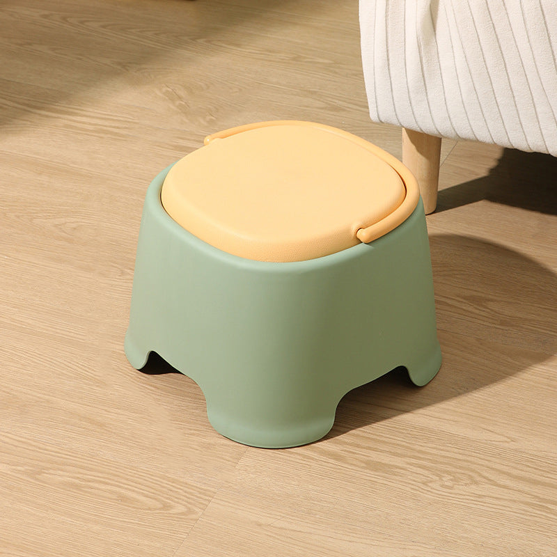 Tabouret bas portable empilable en plastique PP à forme carrée arrondie, style nordique contemporain, sans dossier ni accoudoirs, pour salon 