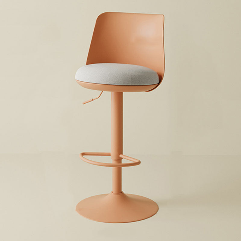 Contemporary Nordic Curved PP Plastic Iron Cotton Linen Liftable Bar Stool Backrest Armless For Dining Room