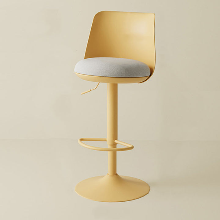 Contemporary Nordic Curved PP Plastic Iron Cotton Linen Liftable Bar Stool Backrest Armless For Dining Room
