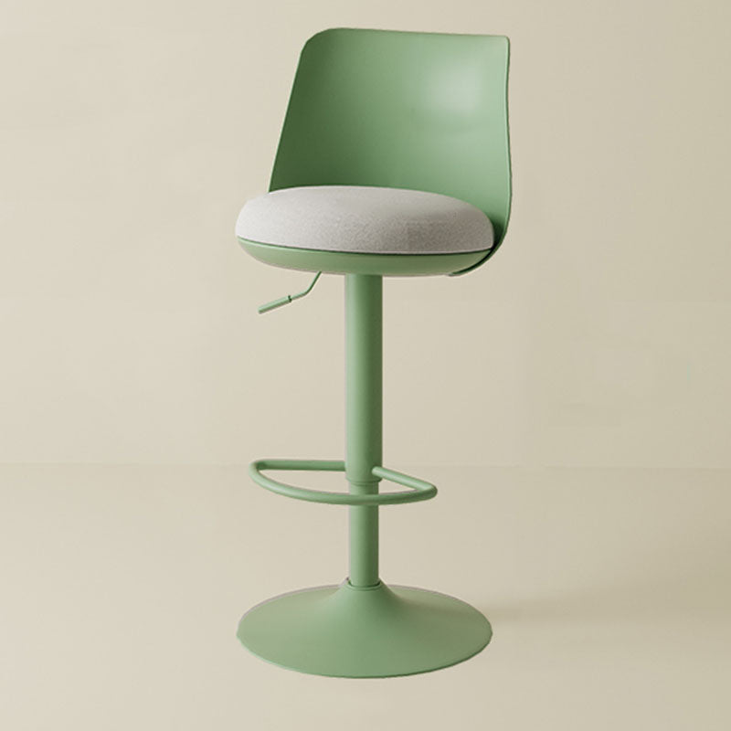 Contemporary Nordic Curved PP Plastic Iron Cotton Linen Liftable Bar Stool Backrest Armless For Dining Room