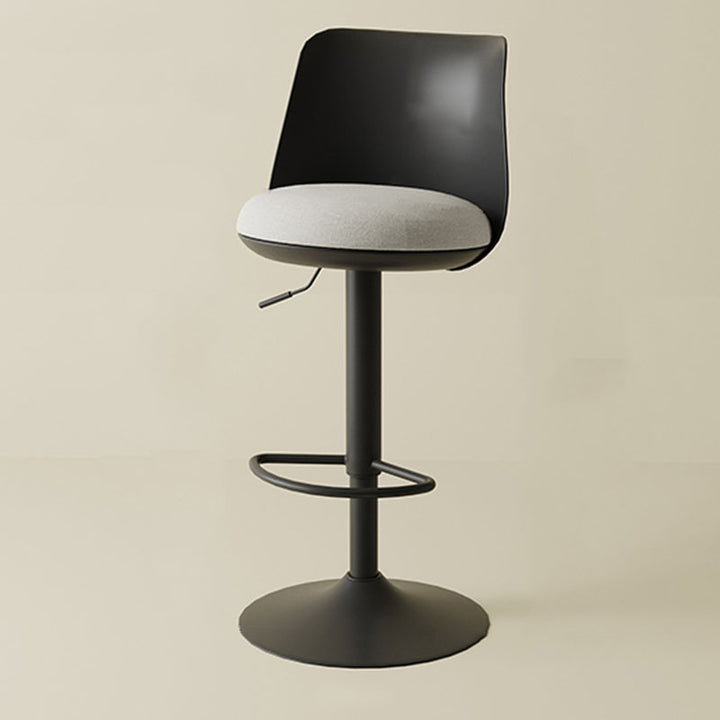 Contemporary Nordic Curved PP Plastic Iron Cotton Linen Liftable Bar Stool Backrest Armless For Dining Room
