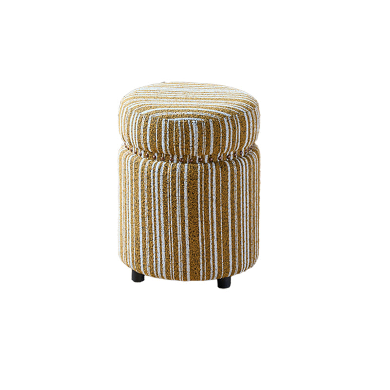 Traditioneller europäischer Hocker aus Massivholz mit Chenille-Polsterung und Gummibasis, zylindrisch, ohne Rückenlehne und Armlehnen für das Schlafzimmer 