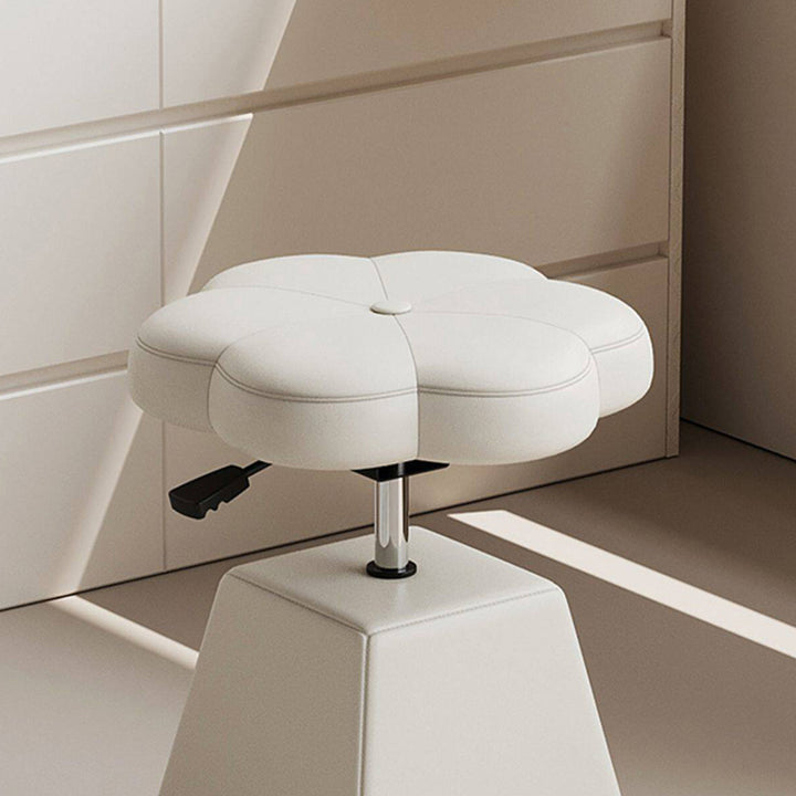 Tabouret de coiffeuse pivotant, relevable, sans dossier ni accoudoirs, en bois et mousse, en similicuir PU floral français traditionnel, pour chambre à coucher 