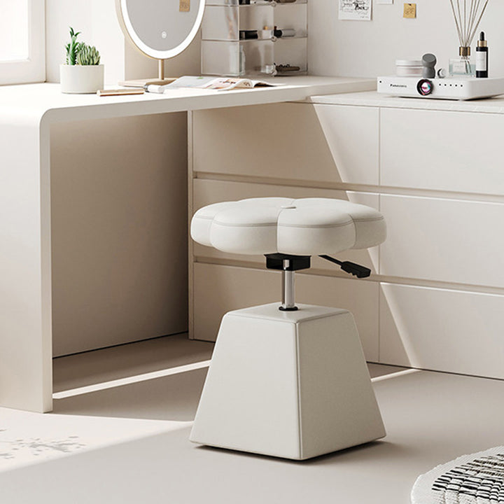 Tabouret de coiffeuse pivotant, relevable, sans dossier ni accoudoirs, en bois et mousse, en similicuir PU floral français traditionnel, pour chambre à coucher 