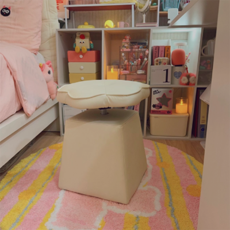 Tabouret de coiffeuse pivotant, relevable, sans dossier ni accoudoirs, en bois et mousse, en similicuir PU floral français traditionnel, pour chambre à coucher 