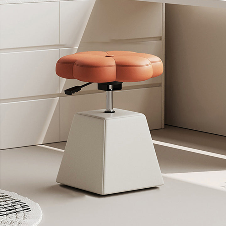 Tabouret de coiffeuse pivotant, relevable, sans dossier ni accoudoirs, en bois et mousse, en similicuir PU floral français traditionnel, pour chambre à coucher 