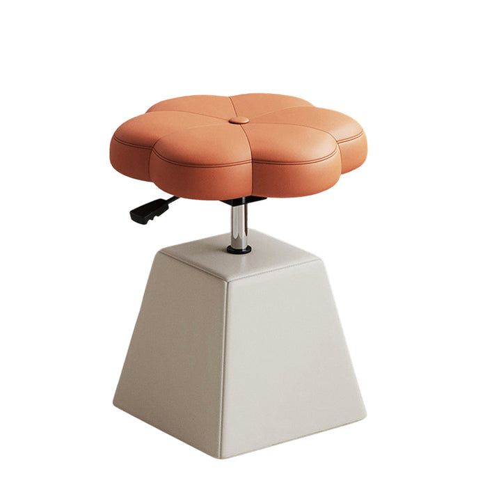 Tabouret de coiffeuse pivotant, relevable, sans dossier ni accoudoirs, en bois et mousse, en similicuir PU floral français traditionnel, pour chambre à coucher 