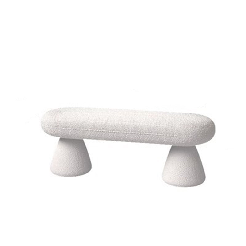 Modern Minimalist Oval Sherpa Solid Wood Sherpa Fabric Upholstered Bench Backless Armless For Entryway &amp; Hallway