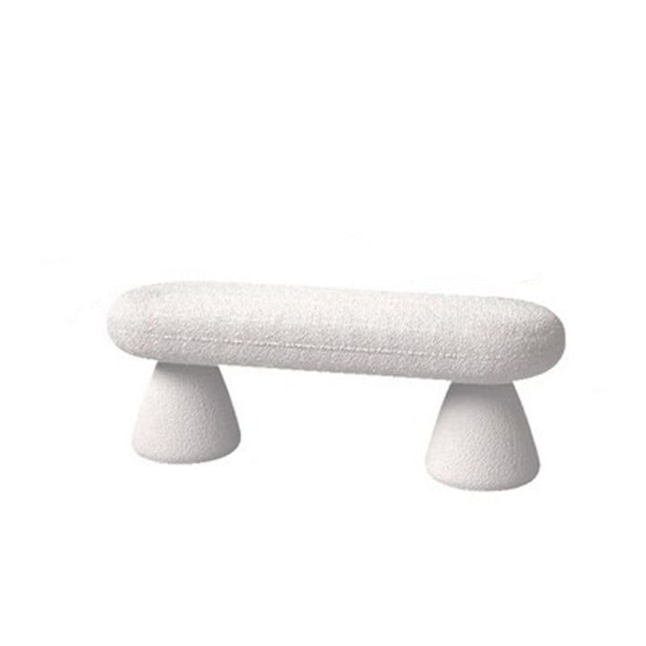 Modern Minimalist Oval Sherpa Solid Wood Sherpa Fabric Upholstered Bench Backless Armless For Entryway &amp; Hallway