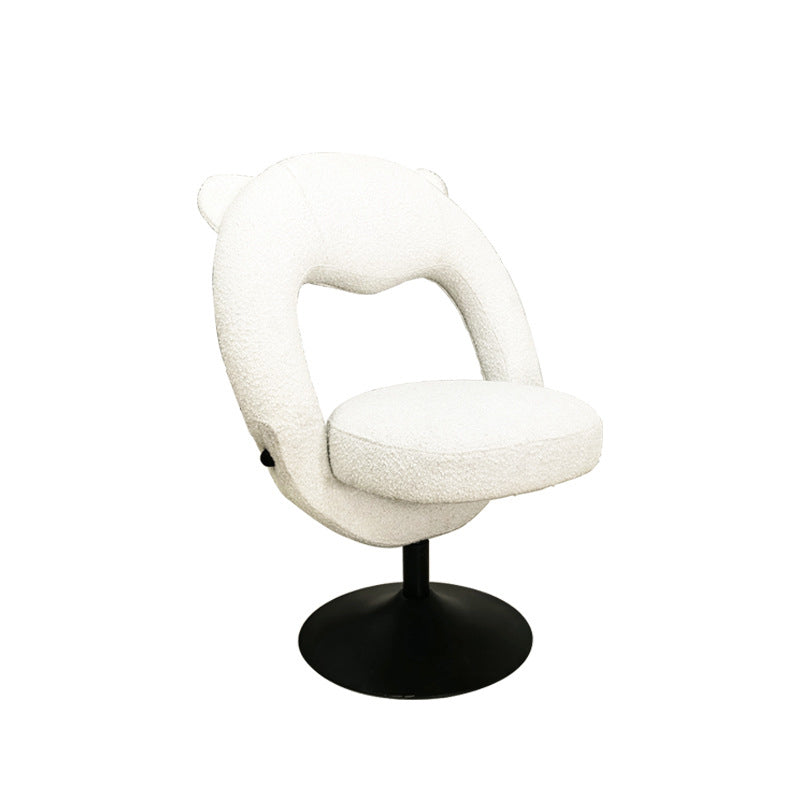 Contemporary Nordic Foldable Cartoon Bear Teddy Fleece Sponge Carbon Steel Liftable Vanity Stool Backrest For Bedroom