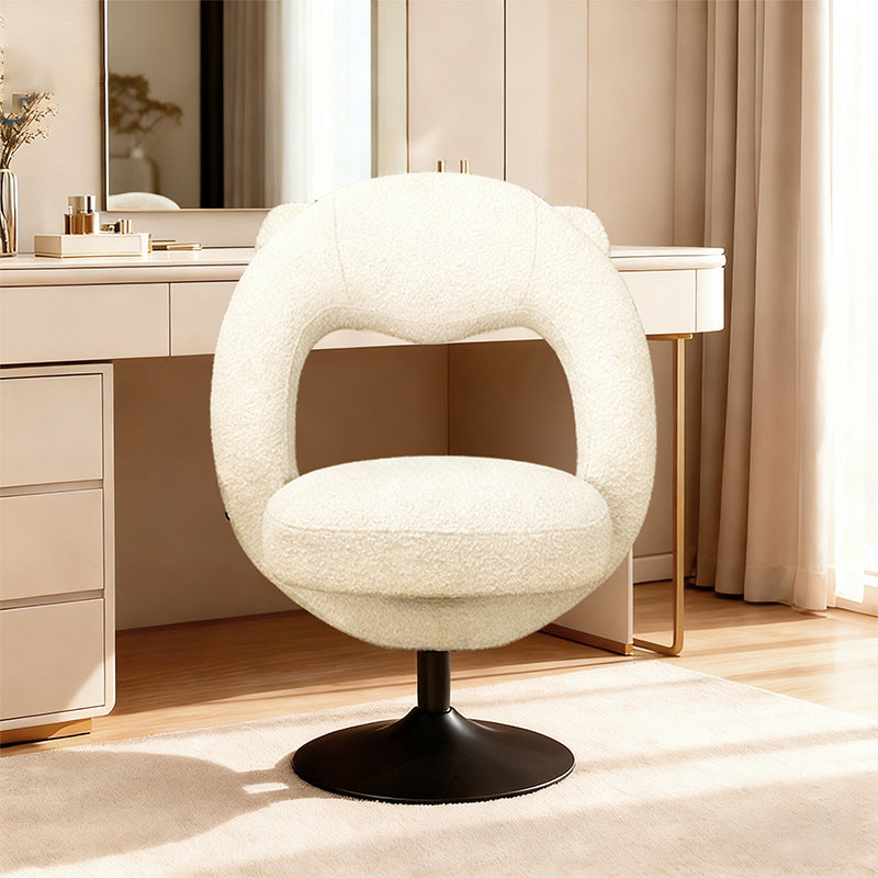 Contemporary Nordic Foldable Cartoon Bear Teddy Fleece Sponge Carbon Steel Liftable Vanity Stool Backrest For Bedroom