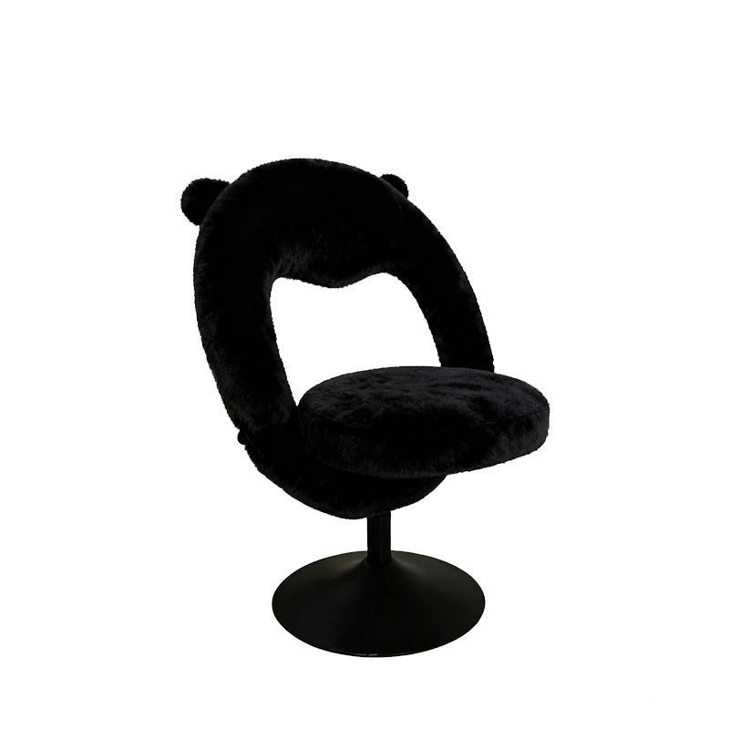 Contemporary Nordic Foldable Cartoon Bear Teddy Fleece Sponge Carbon Steel Liftable Vanity Stool Backrest For Bedroom