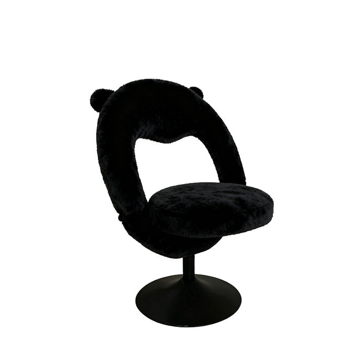 Contemporary Nordic Foldable Cartoon Bear Teddy Fleece Sponge Carbon Steel Liftable Vanity Stool Backrest For Bedroom
