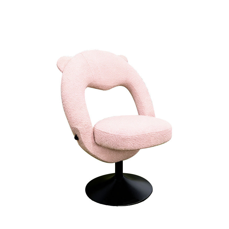 Contemporary Nordic Foldable Cartoon Bear Teddy Fleece Sponge Carbon Steel Liftable Vanity Stool Backrest For Bedroom