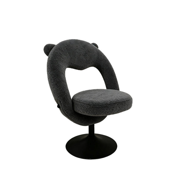 Contemporary Nordic Foldable Cartoon Bear Teddy Fleece Sponge Carbon Steel Liftable Vanity Stool Backrest For Bedroom