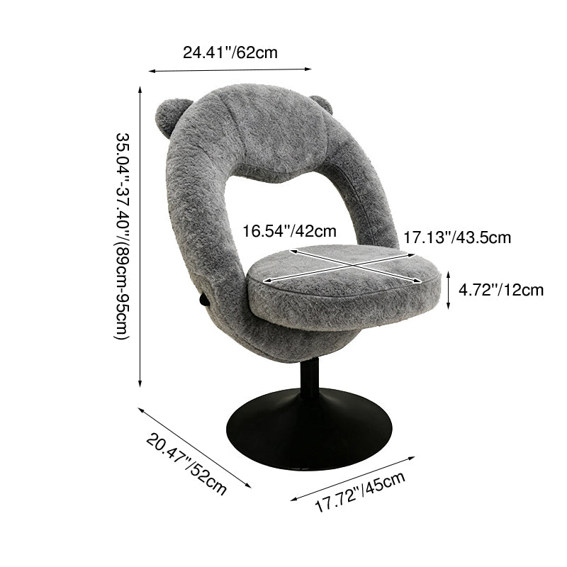 Contemporary Nordic Foldable Cartoon Bear Teddy Fleece Sponge Carbon Steel Liftable Vanity Stool Backrest For Bedroom