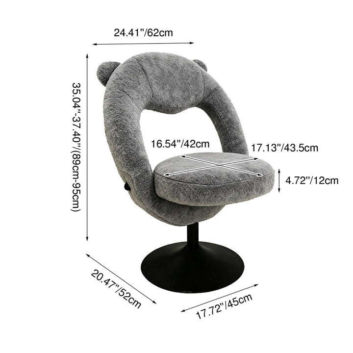 Contemporary Nordic Foldable Cartoon Bear Teddy Fleece Sponge Carbon Steel Liftable Vanity Stool Backrest For Bedroom
