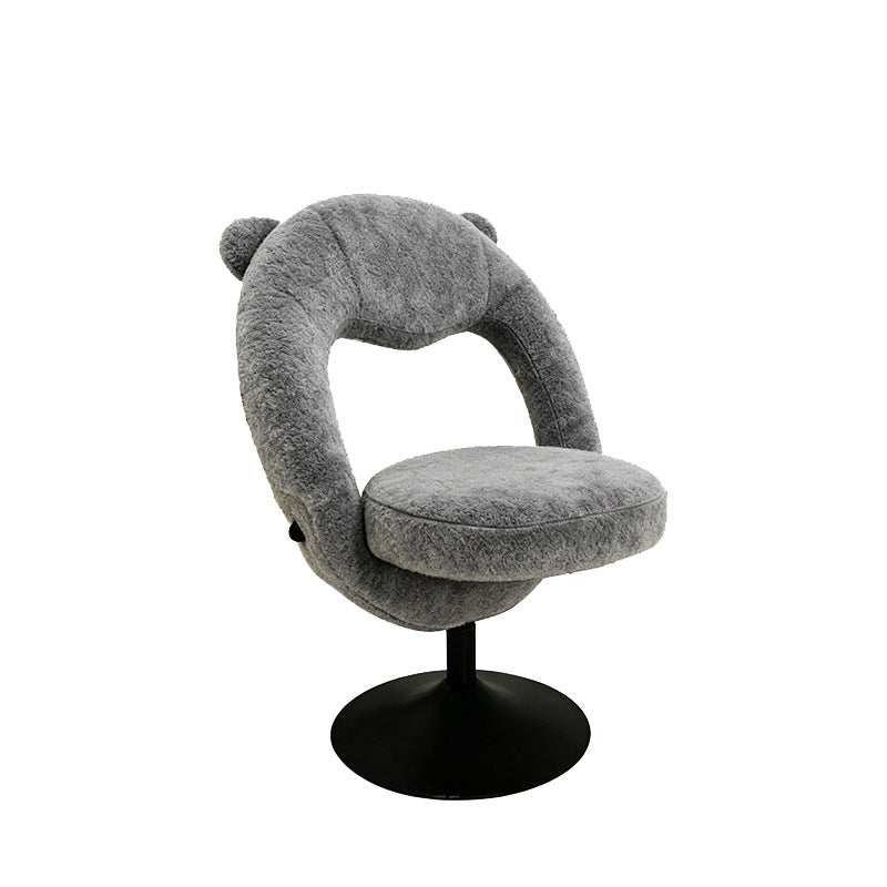 Contemporary Nordic Foldable Cartoon Bear Teddy Fleece Sponge Carbon Steel Liftable Vanity Stool Backrest For Bedroom