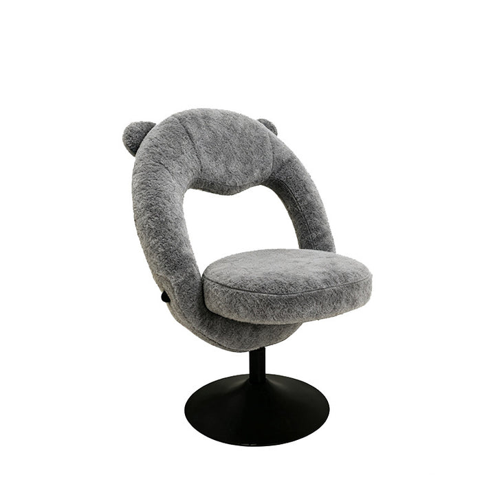 Contemporary Nordic Foldable Cartoon Bear Teddy Fleece Sponge Carbon Steel Liftable Vanity Stool Backrest For Bedroom