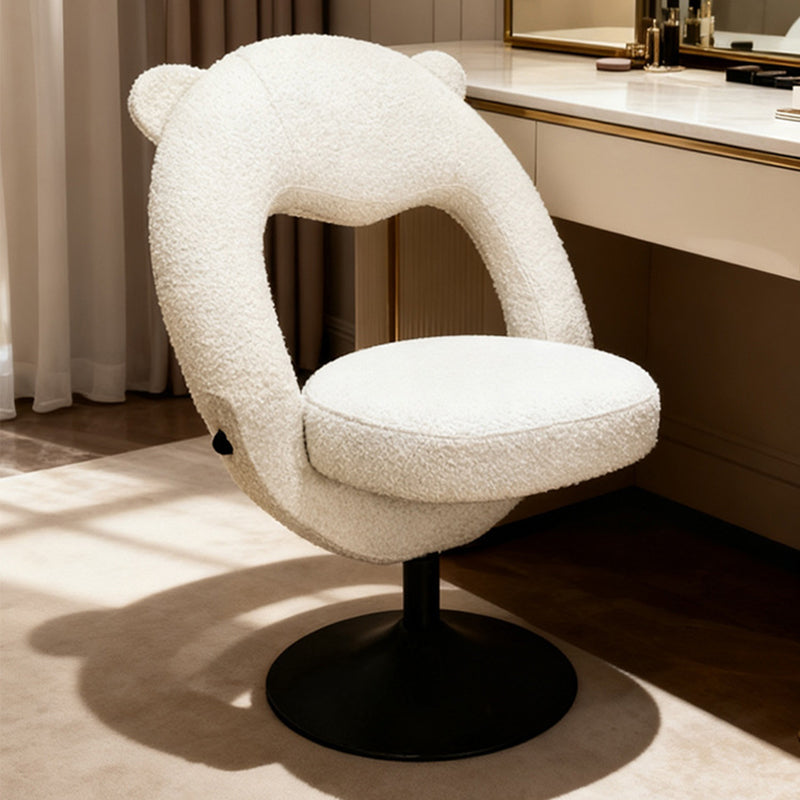 Contemporary Nordic Foldable Cartoon Bear Teddy Fleece Sponge Carbon Steel Liftable Vanity Stool Backrest For Bedroom