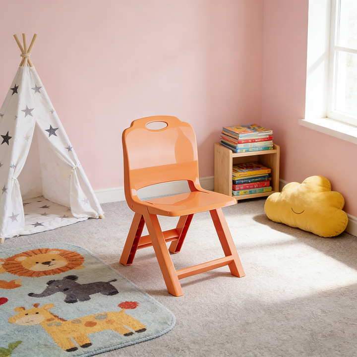 Chaise pliante pour enfants en plastique PP, moderne, minimaliste, rectangulaire incurvée, sans dossier ni accoudoirs, pour salon et bureau 