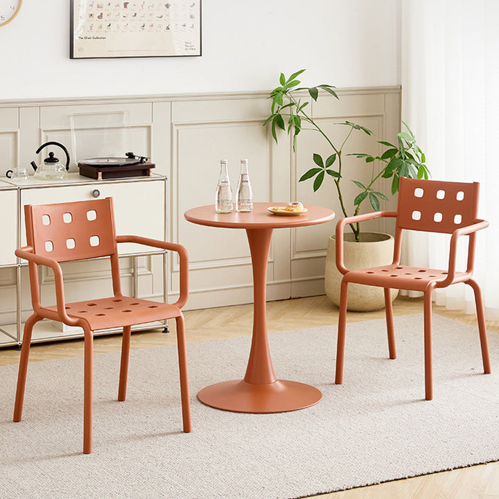 Modern Minimalist Rectangular PP Plastic Stackable Dining Chair Backrest Armrest For Dining Room