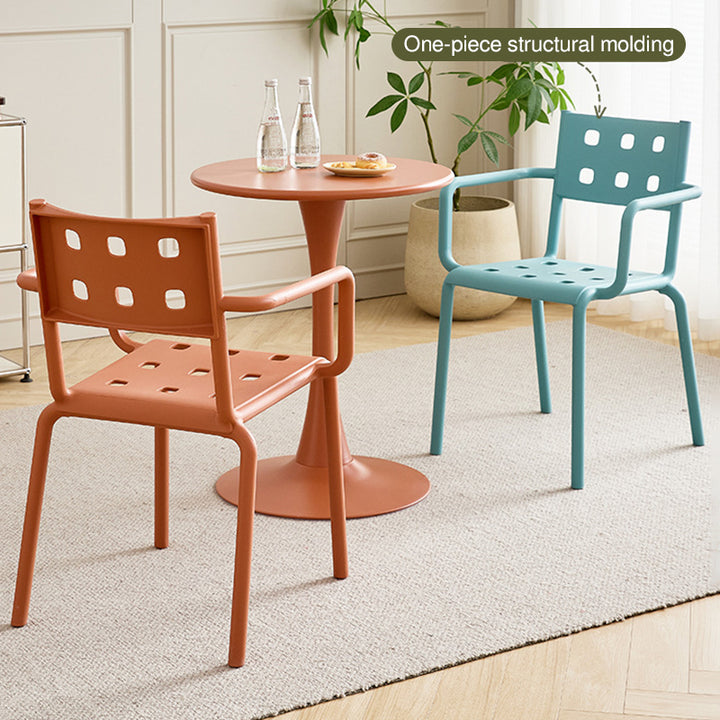 Modern Minimalist Rectangular PP Plastic Stackable Dining Chair Backrest Armrest For Dining Room