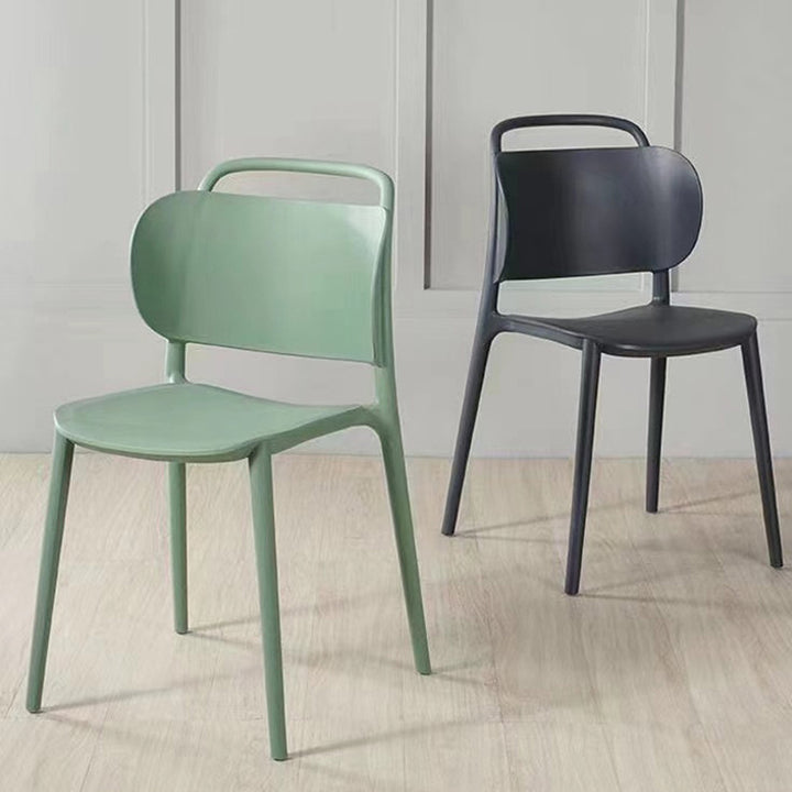 Contemporary Scandinavian PP Plastic Curved Stackable Portable Dining Chair Backrest Armless For Dining Room